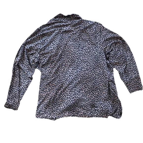 Lands End Women Cotton Blend Cheetah Long Sleeve Wrap Top V Neck Size 2X A001829 - Picture 6 of 11